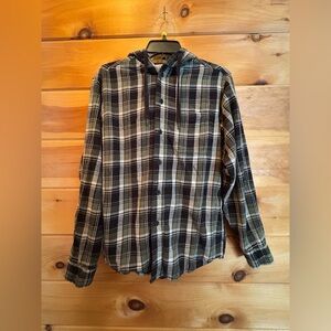 Redhead Men’s Button Up Hooded Flannel Jacket With Pockets Size Small.